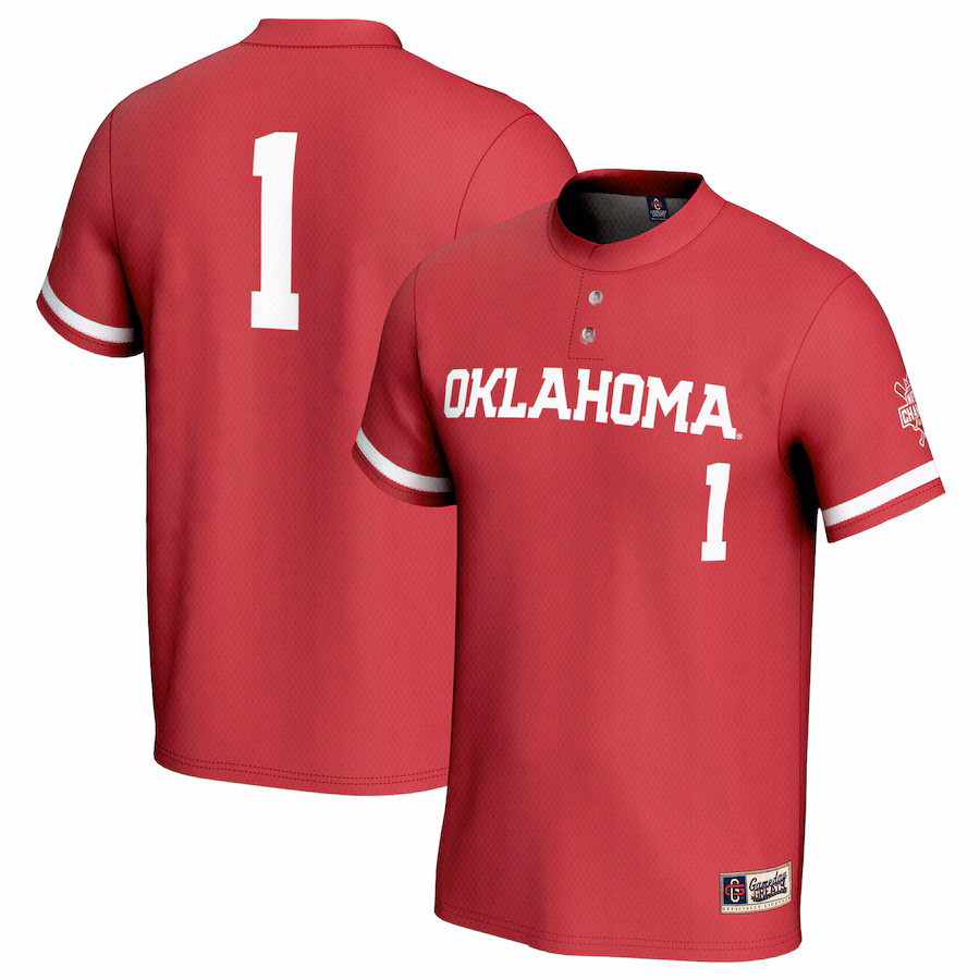 Oklahoma Sooners GameDay Greats Youth 2024 Women's Softball College World Series Champions Lightweight Softball Fashion Jersey - Crimson - Jersey