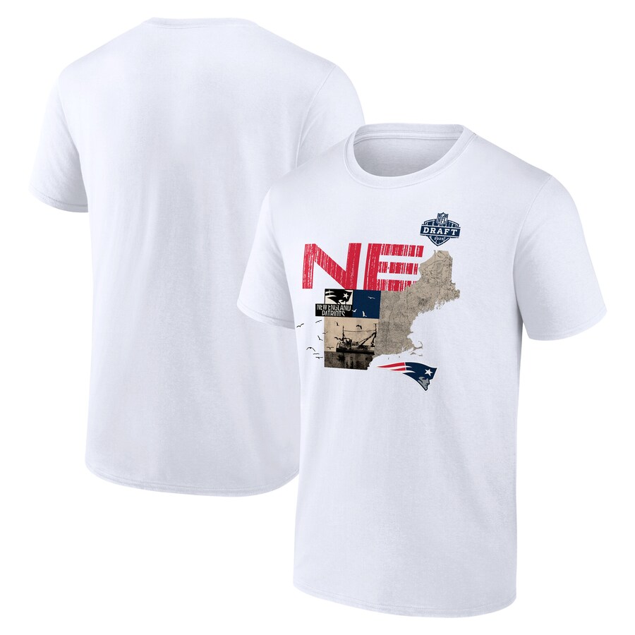 Men's New England Patriots White 2025 NFL Draft T-Shirt - Jersey
