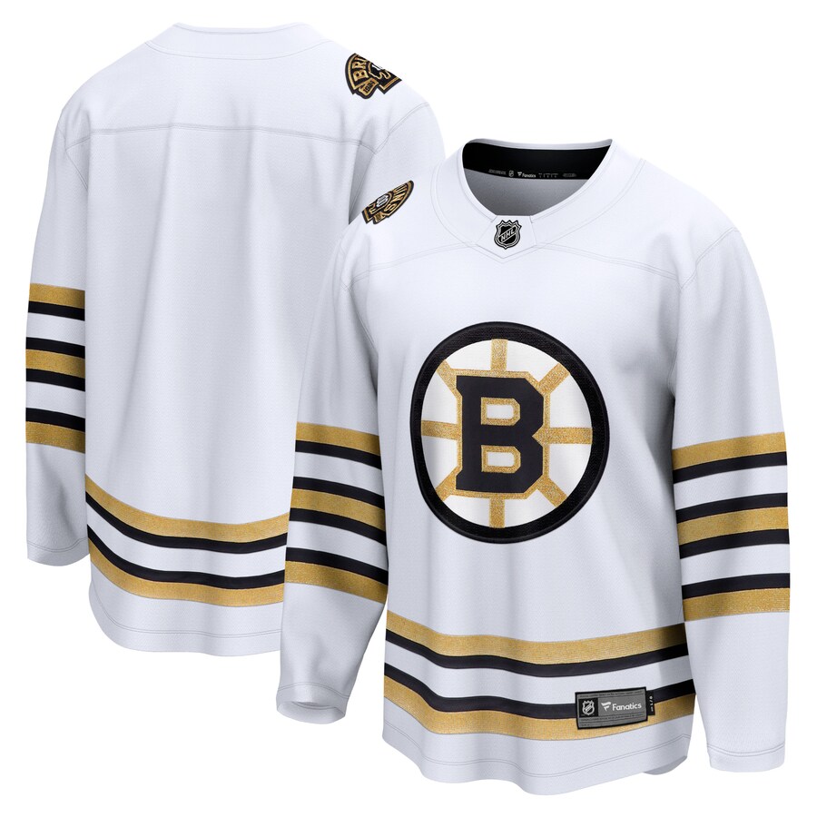 Men's Boston Bruins  Fanatics Branded White 100th Anniversary Premier Breakaway Jersey - Jersey