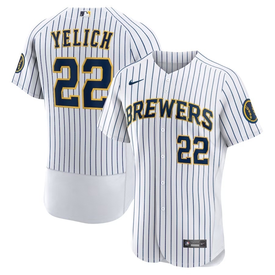 Men's Milwaukee Brewers Christian Yelich Nike White Team Alternate Authentic Player Jersey - Jersey