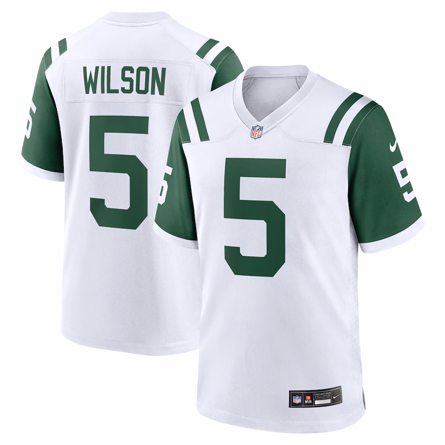 Men's New York Jets Garrett Wilson Nike White Classic Alternate Game Jersey - Jersey