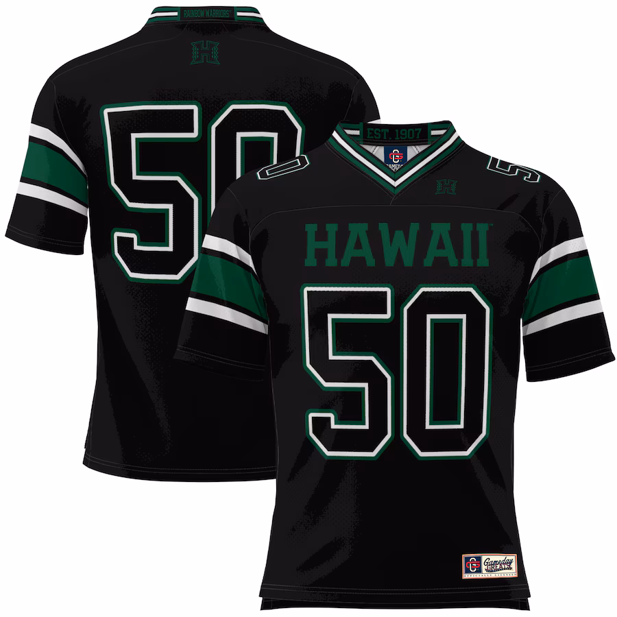 Youth GameDay Greats #50 Black Hawaii Rainbow Warriors Football Jersey - Jersey