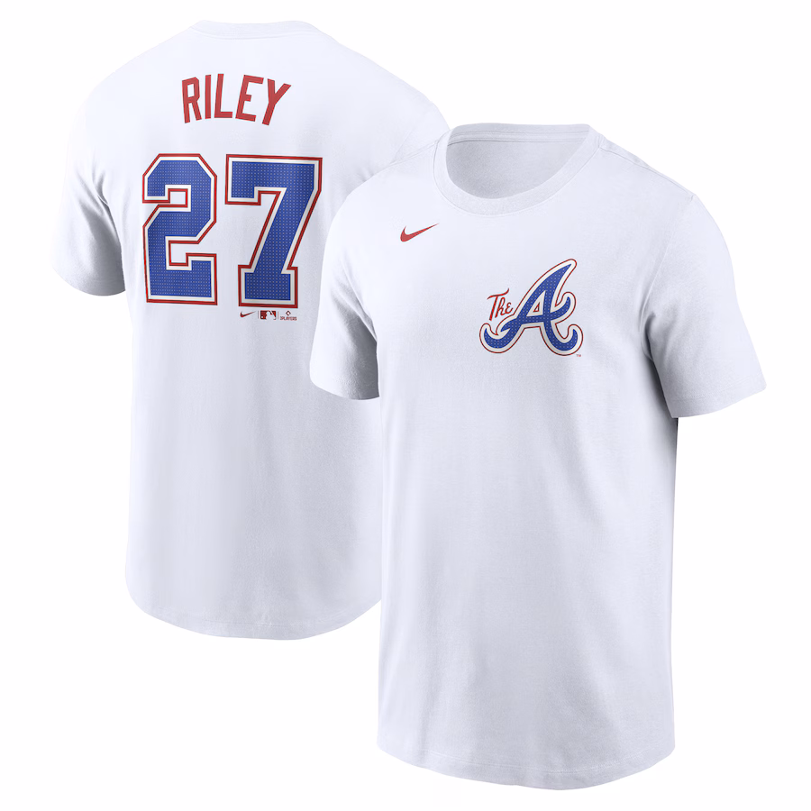 Men's Atlanta Braves Austin Riley Nike White City Connect Fuse Name & Number T-Shirt - Jersey