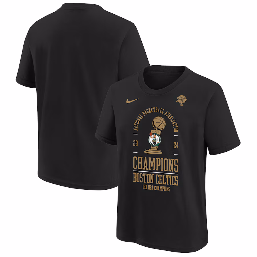 Youth Boston Celtics Nike Black 18-Time NBA Finals Champions Locker Room T-Shirt - Jersey