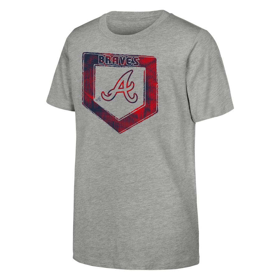 Youth Atlanta Braves Heather Gray Stolen Base T-Shirt - Jersey