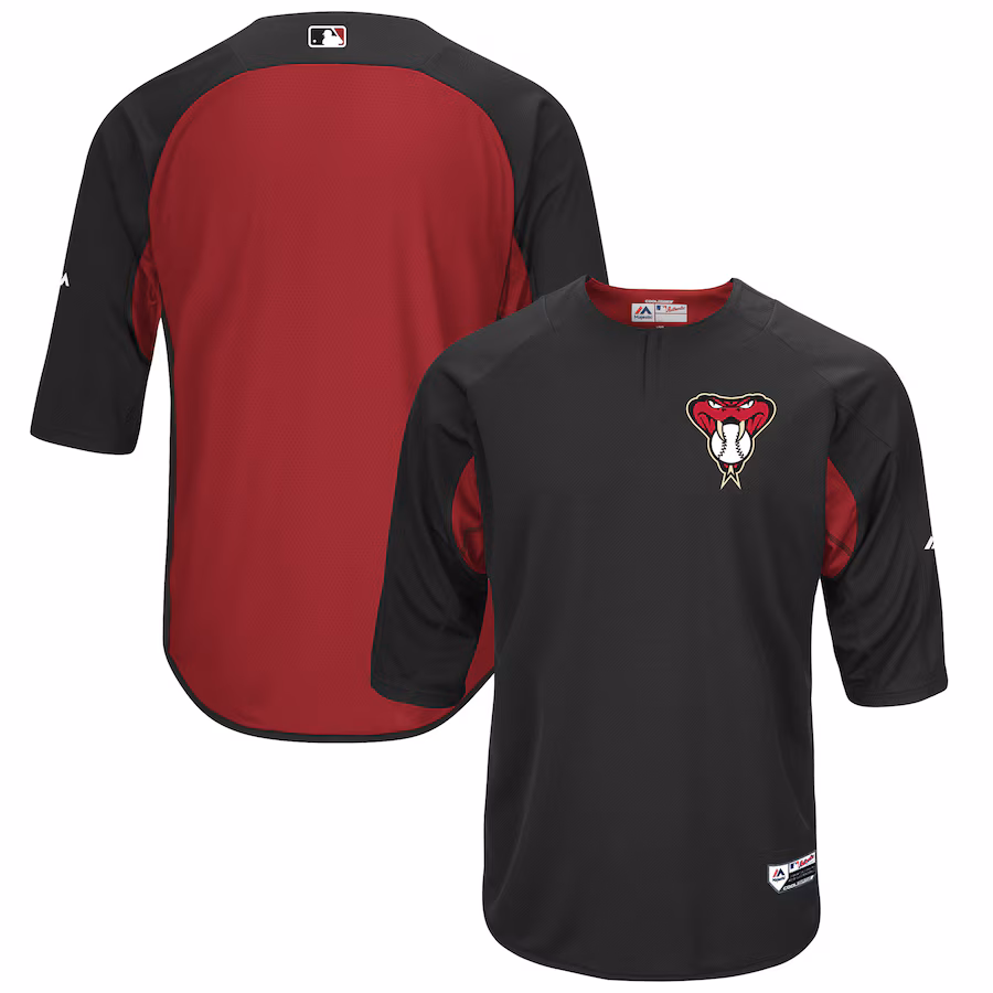 Men's Arizona Diamondbacks Majestic Black/Sedona Red Authentic Collection On-Field 3/4-Sleeve Batting Practice Jersey - Jersey