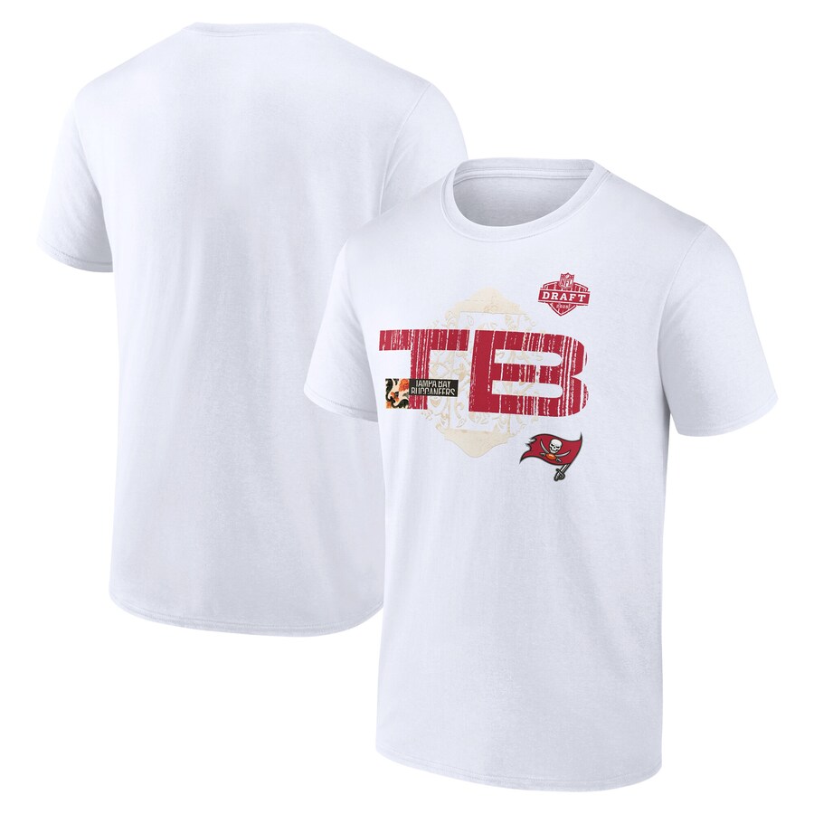 Men's Tampa Bay Buccaneers White 2025 NFL Draft T-Shirt - Jersey