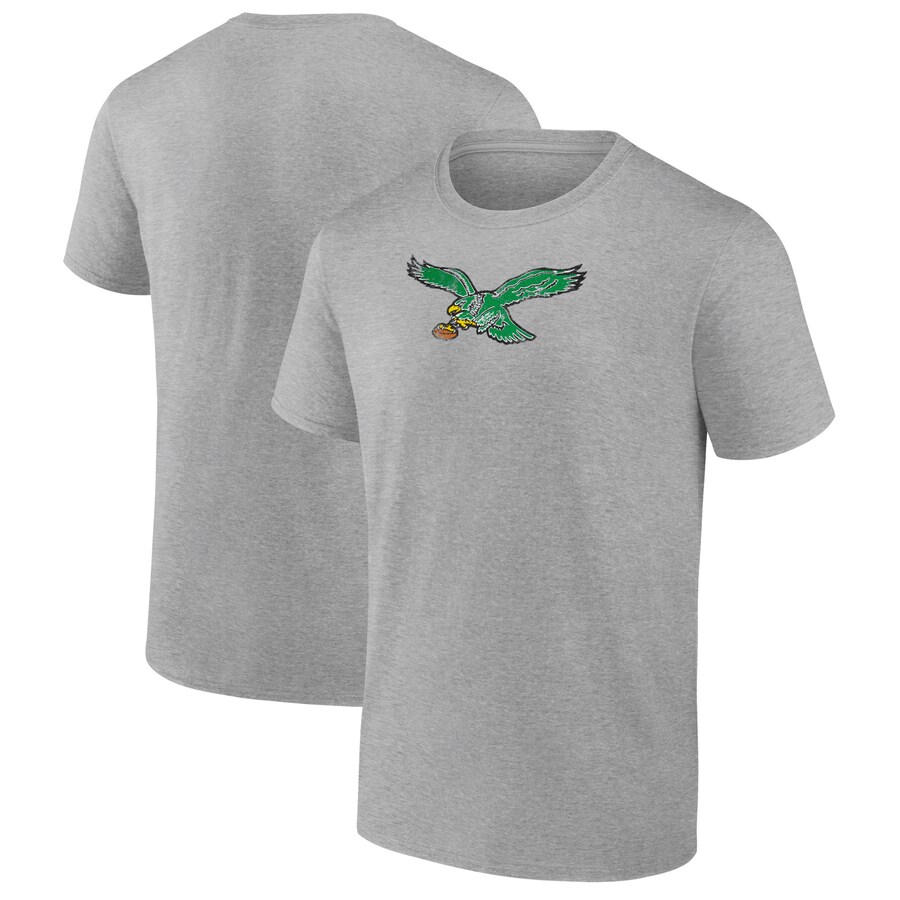 Men's Philadelphia Eagles  Fanatics Heather Gray Distressed Throwback Logo T-Shirt - Jersey