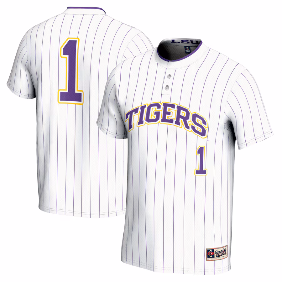 #1 LSU Tigers GameDay Greats Youth Lightweight Softball Jersey - White - Jersey