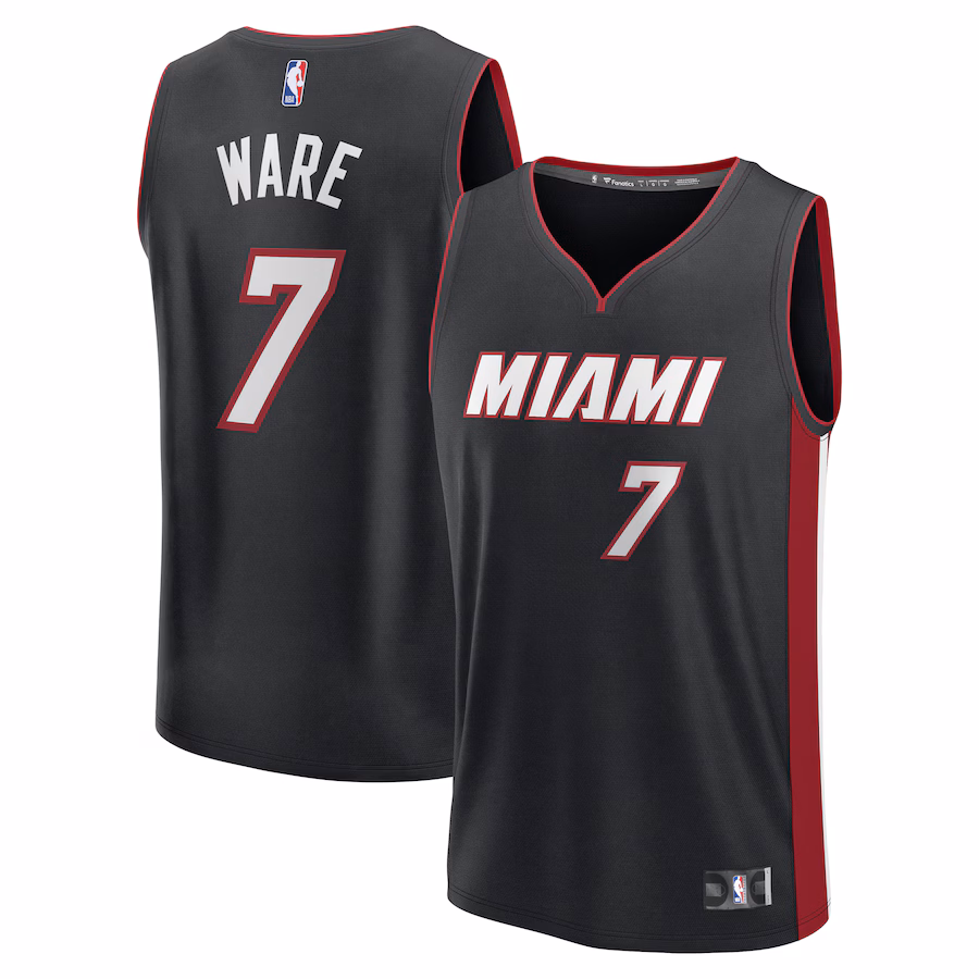 Men's Miami Heat Kel'el Ware Fanatics Black Fast Break Replica Player Jersey - Icon Edition - Jersey