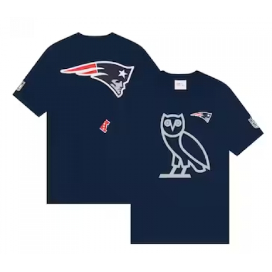 Men's New England Patriots OVO x NFL Navy OG Owl T-Shirt - Jersey