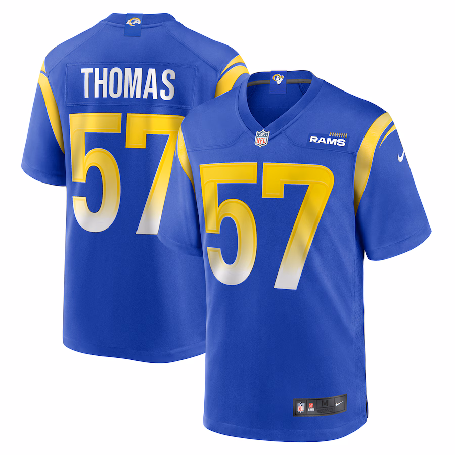 Men's Los Angeles Rams Zachary Thomas Nike  Royal Team Game Jersey - Jersey