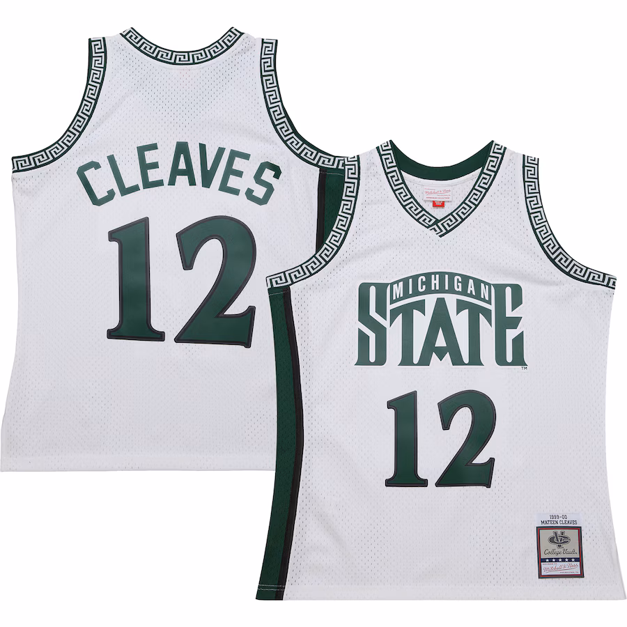 Men's Mitchell & Ness Mateen Cleaves White Michigan State Spartans 125th Basketball Anniversary 1999 Throwback Fashion Jersey - Jersey
