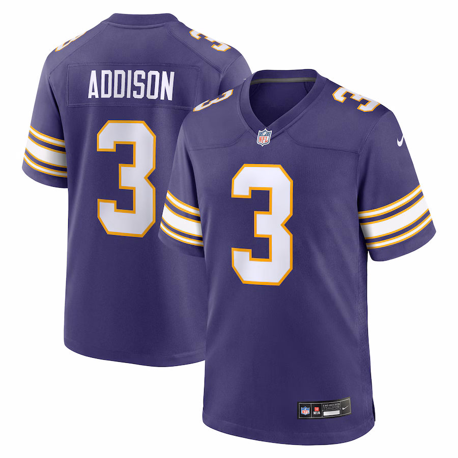 Men's Minnesota Vikings Jordan Addison Nike Purple Alternate Game Jersey - Jersey