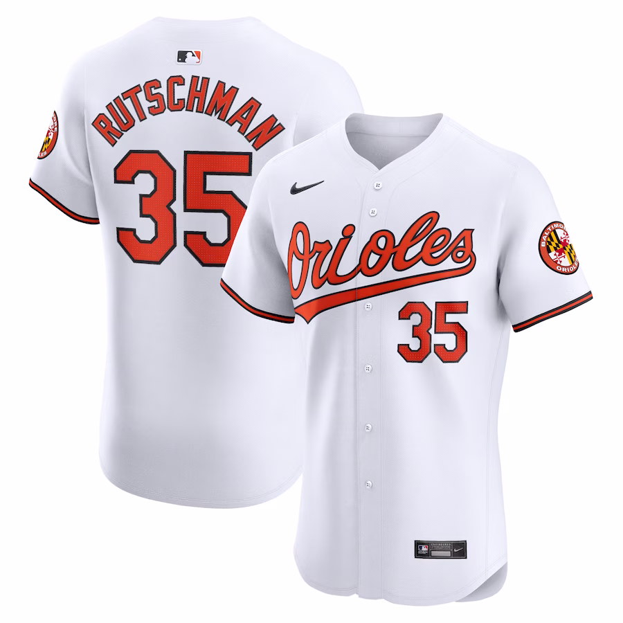 Men's Baltimore Orioles Adley Rutschman Nike White Home Elite Jersey - Jersey
