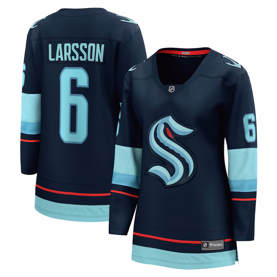 Women's Seattle Kraken Adam Larsson Fanatics Deep Sea Blue Home Breakaway Player Jersey - Jersey