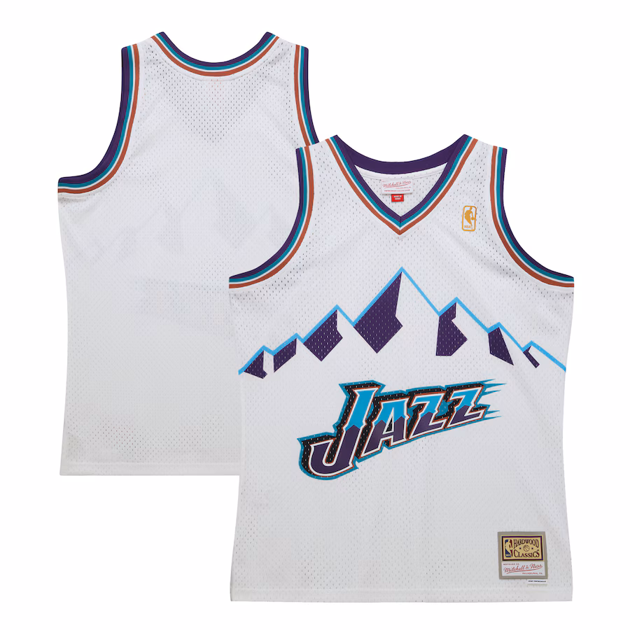 Men's Utah Jazz  Mitchell & Ness White 1996-97 Hardwood Classics Swingman Jersey - Jersey