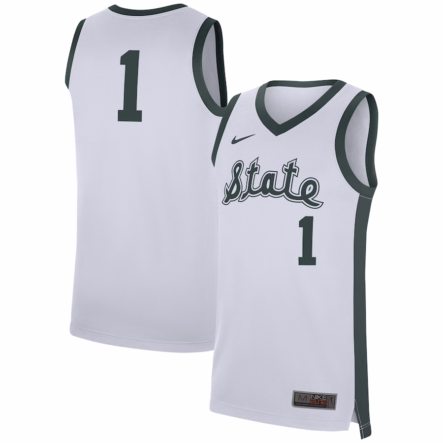 #1 Michigan State Spartans Nike Replica Jersey - White - Jersey