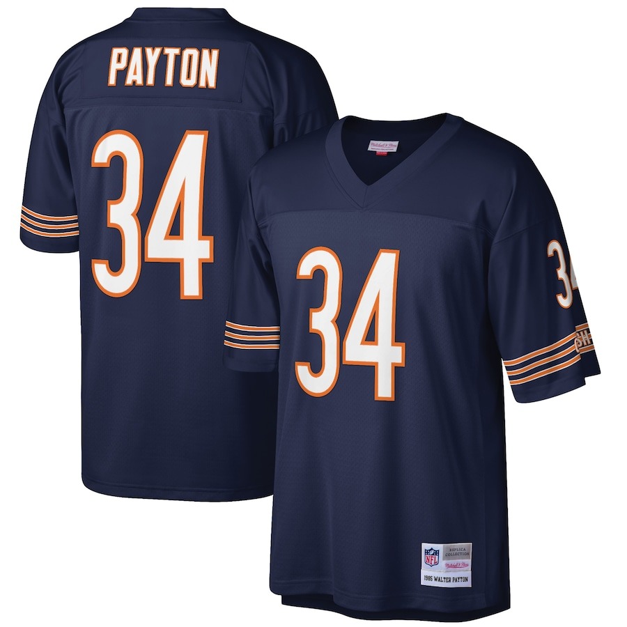 Men's Chicago Bears Walter Payton Mitchell & Ness Navy Big & Tall 1985 Retired Player Replica Jersey - Jersey