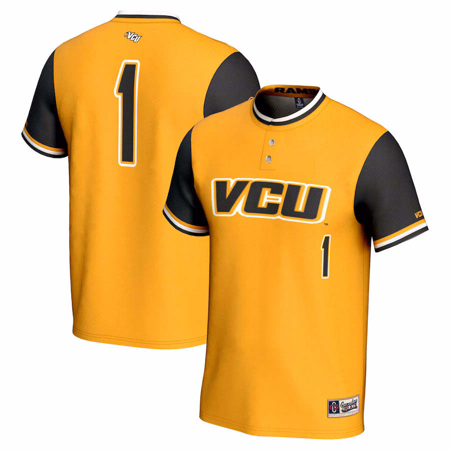 #1 VCU Rams GameDay Greats Youth Lightweight Softball Jersey - Gold - Jersey