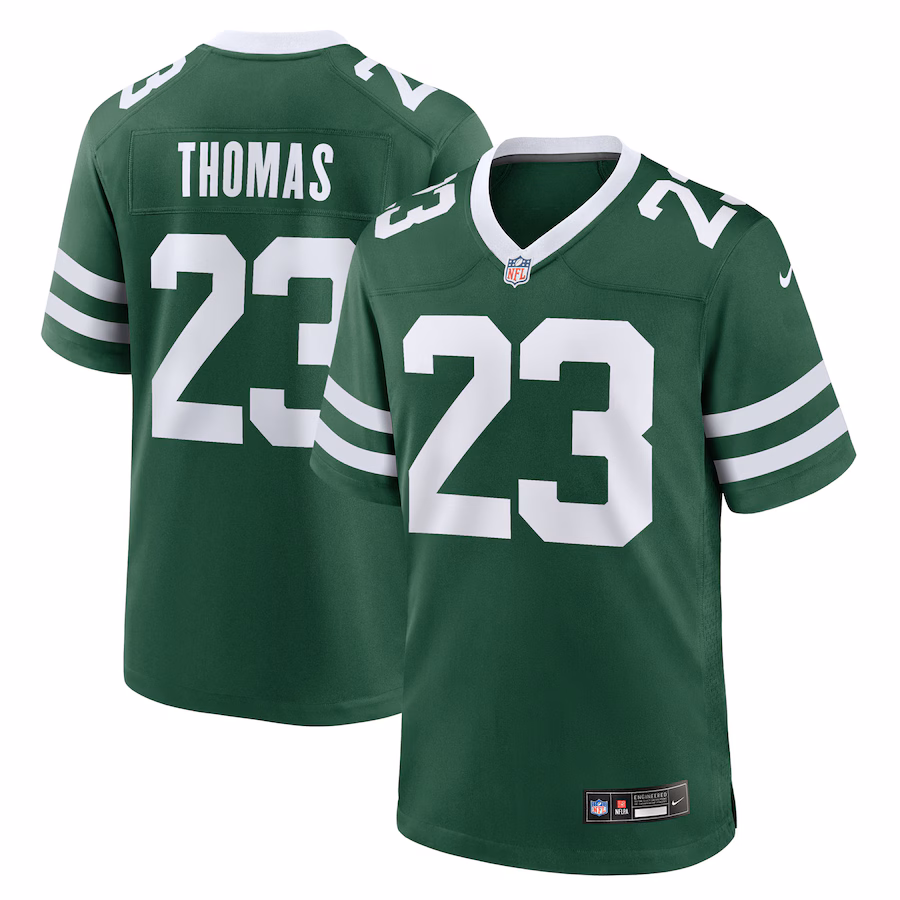 Men's New York Jets Azareye'h Thomas Nike Legacy Green Team Game Jersey - Jersey