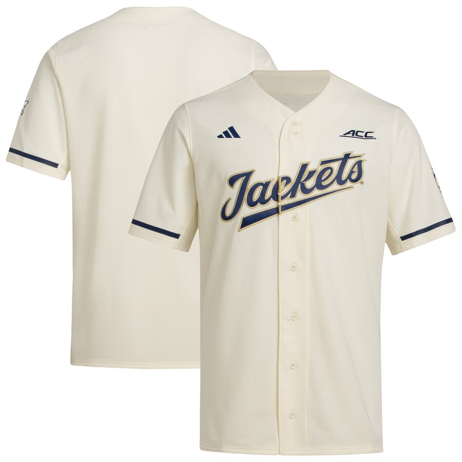 Men's adidas  Cream Georgia Tech Yellow Jackets Replica Baseball Jersey - Jersey