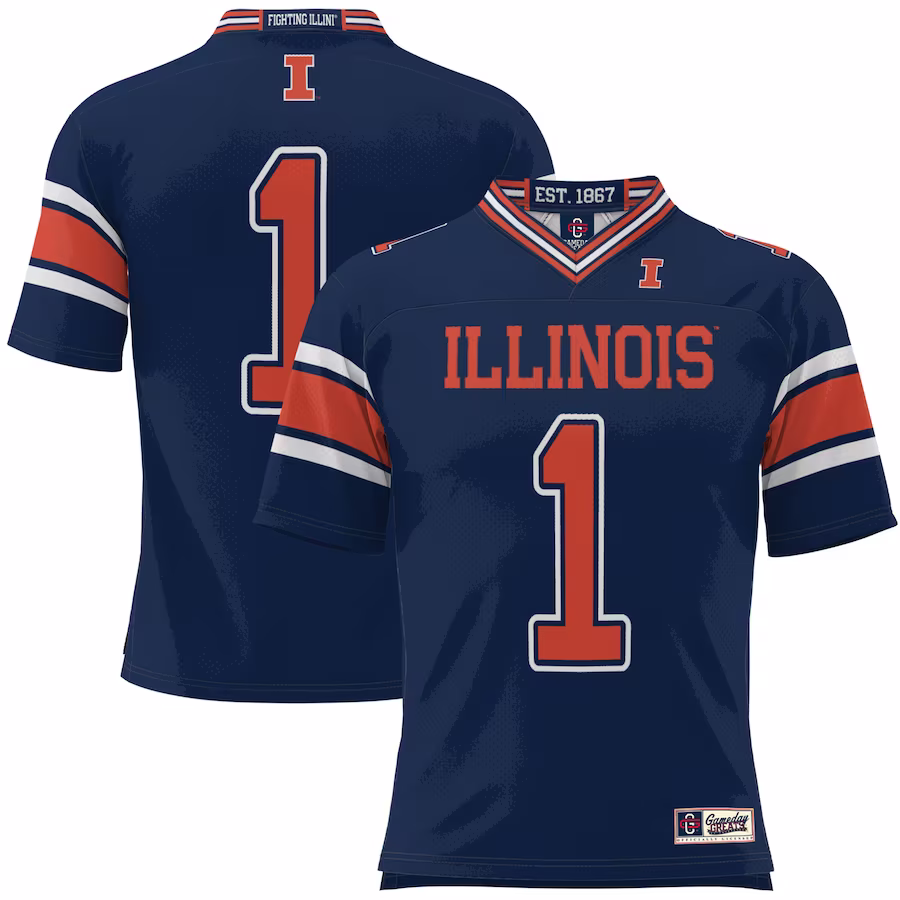 #1 Illinois Fighting Illini GameDay Greats Football Jersey - Navy - Jersey