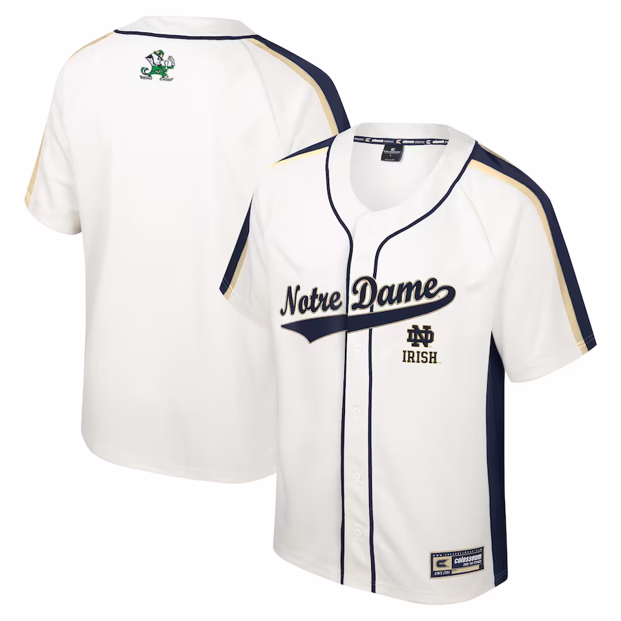 Notre Dame Fighting Irish Colosseum Ruth Button-Up Baseball Jersey - Cream - Jersey