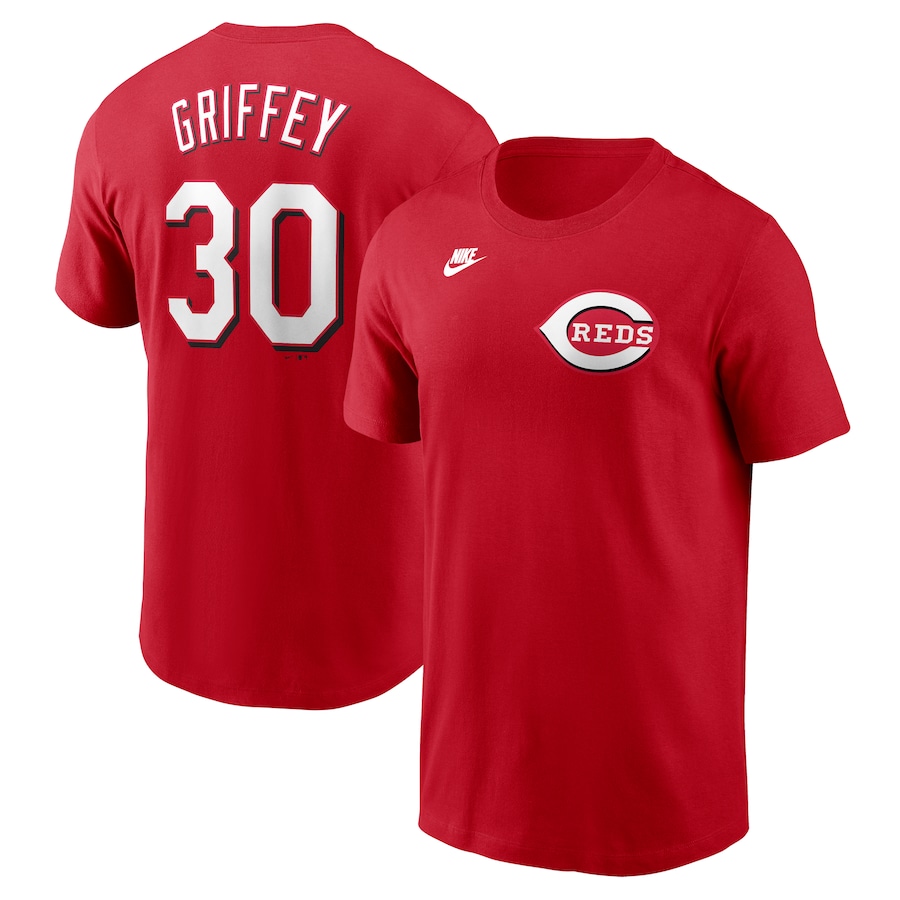 Men's Cincinnati Reds Ken Griffey Jr. Nike Red Fuse Name & Number T-Shirt - Jersey