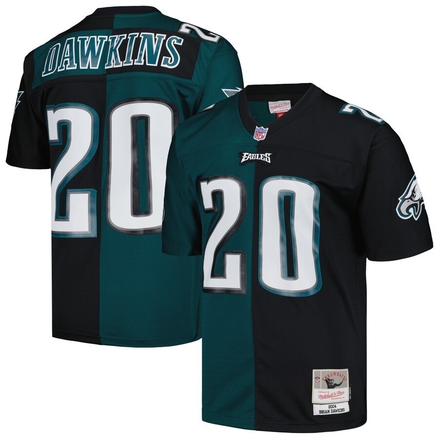 Men's Philadelphia Eagles Brian Dawkins Mitchell & Ness Midnight Green/Black 2004 Split Legacy Replica Jersey - Jersey