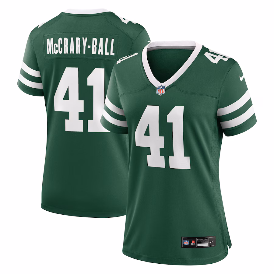 Women's New York Jets Marcelino McCrary-Ball Nike Legacy Green Team Game Jersey - Jersey