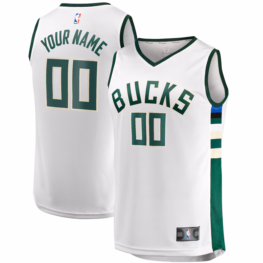 Youth Milwaukee Bucks Fanatics White Fast Break Replica Custom Jersey - Association Edition - Jersey