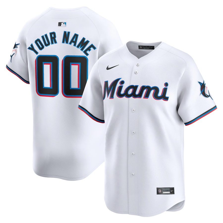 Youth Miami Marlins Nike White Home Limited Custom Jersey - Jersey