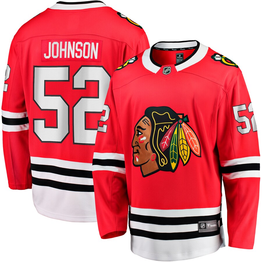 Men's Chicago Blackhawks Reese Johnson Fanatics Branded Red Home Breakaway Player Jersey - Jersey
