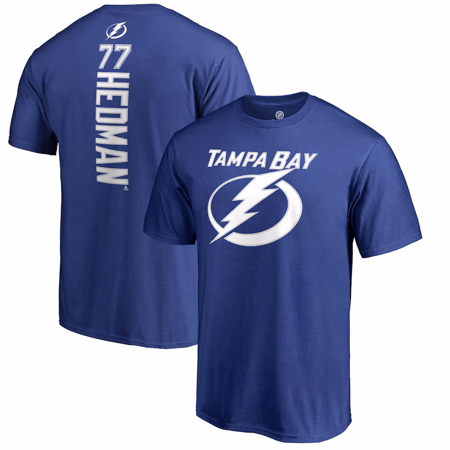 Men's Tampa Bay Lightning Victor Hedman Blue Backer T-Shirt - Jersey