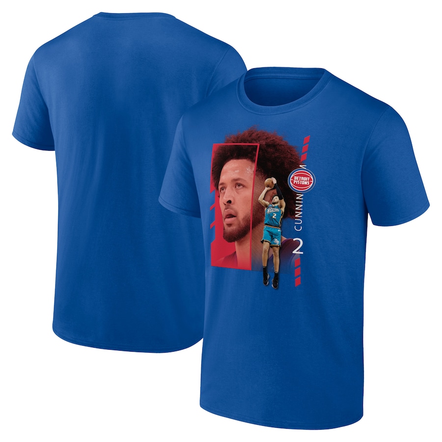 Men's Detroit Pistons Cade Cunningham Royal Jump Pass T-Shirt - Jersey