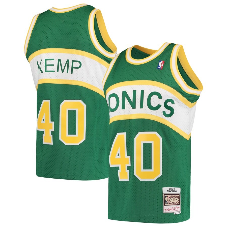 Men's Seattle SuperSonics Shawn Kemp Mitchell & Ness Green 1994/95 Hardwood Classics Swingman Jersey - Jersey