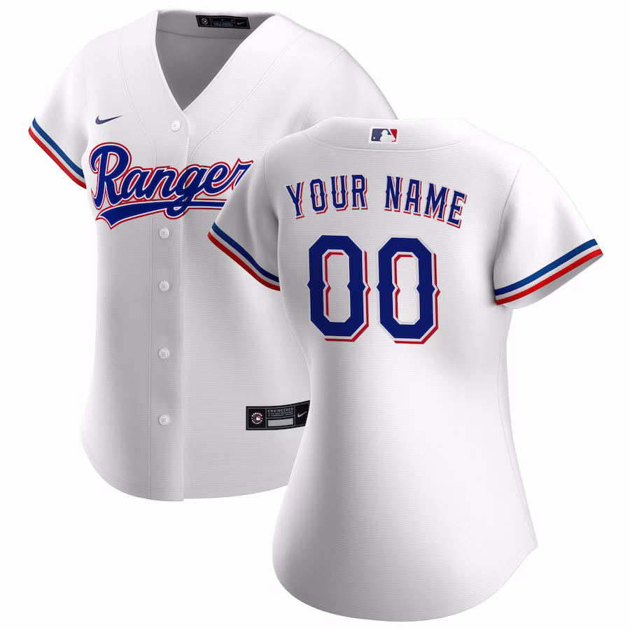 Women's Texas Rangers Nike White Home Replica Custom Jersey - Jersey