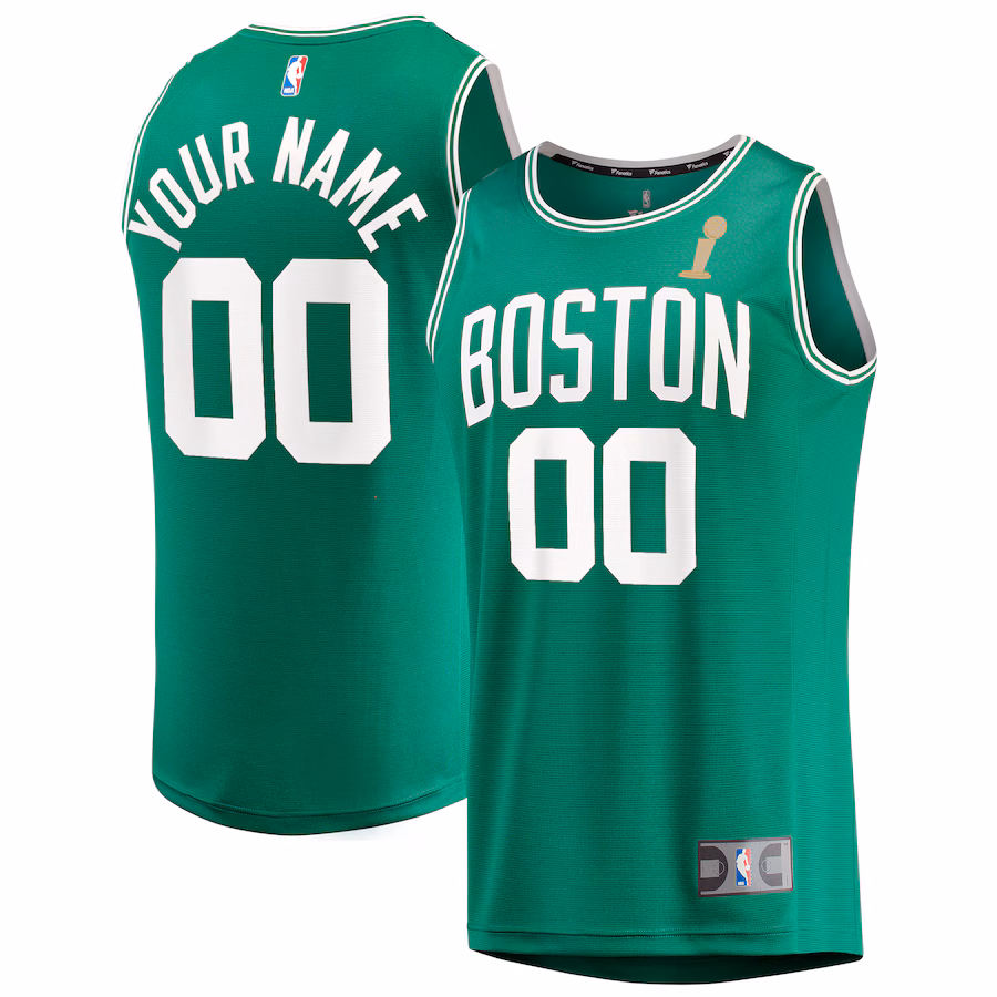 Youth Boston Celtics Fanatics Kelly Green 2024 NBA Finals Champions Custom Fast Break Jersey - Icon Edition - Jersey