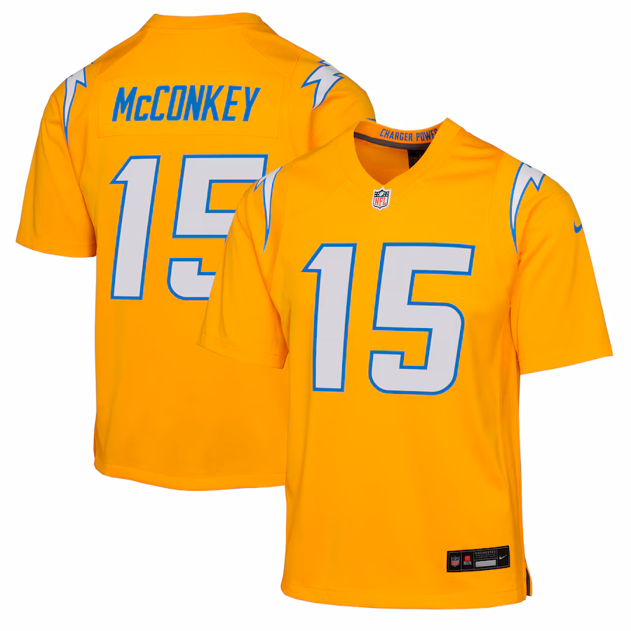 Youth Los Angeles Chargers Ladd McConkey Nike Gold Alternate Charger Power Game Player Jersey - Jersey