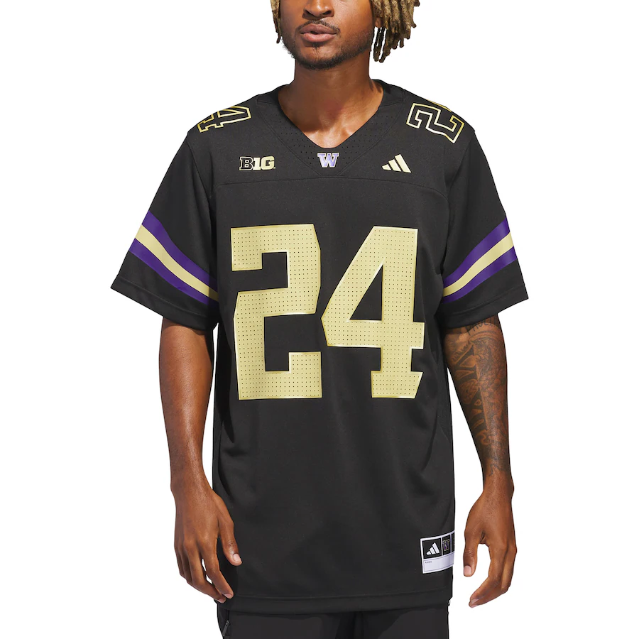 Men's adidas #24 Black Washington Huskies Alternate Premier Strategy Jersey - Jersey