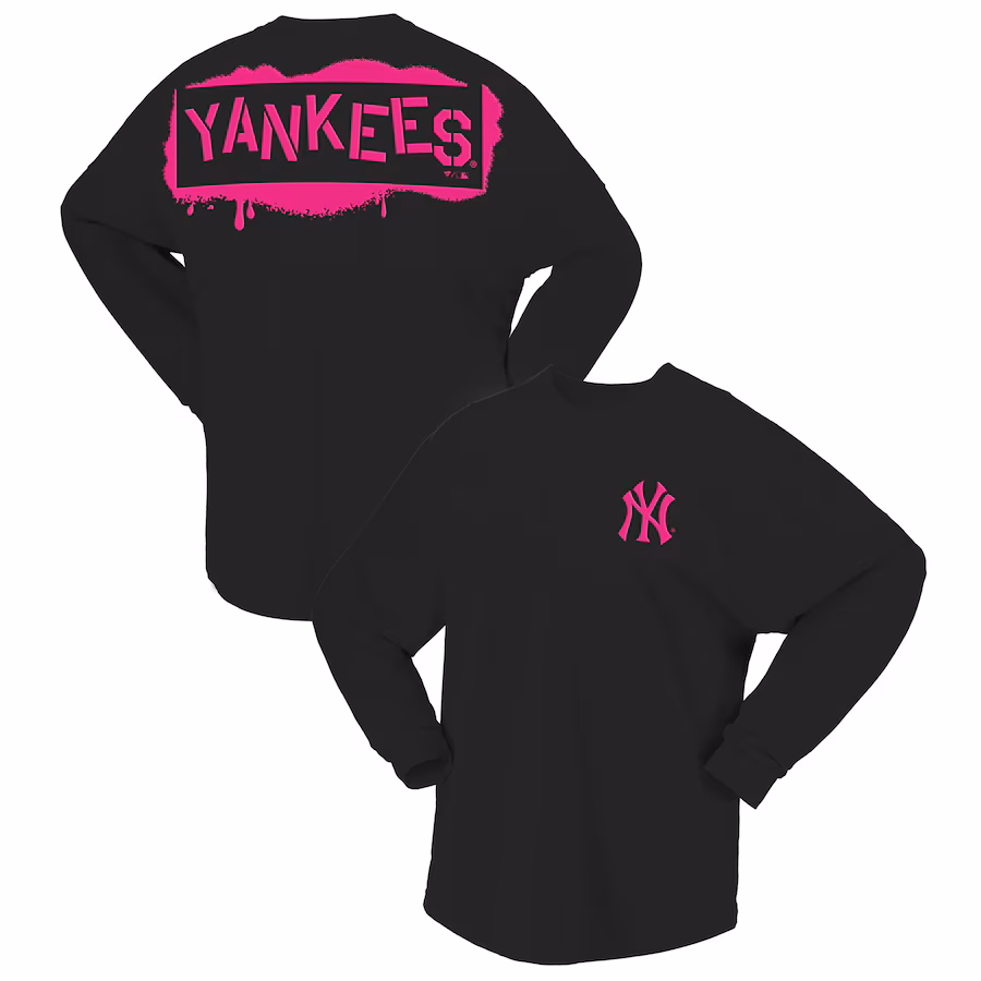 Women's New York Yankees Fanatics Black Neon Jersey Long Sleeve T-Shirt - Jersey