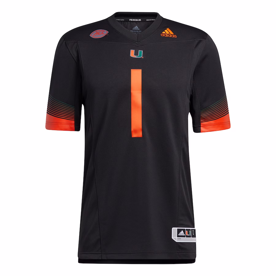 #1 Miami Hurricanes adidas Premier Strategy Jersey - Black - Jersey