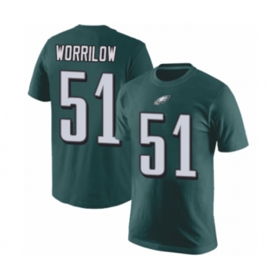 Philadelphia Eagles #51 Paul Worrilow Green Rush Pride Name & Number T-Shirt - Jersey