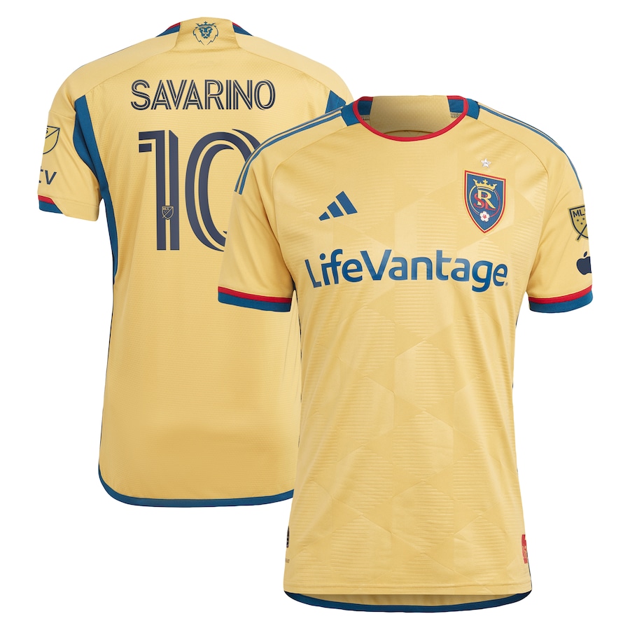 Men's Real Salt Lake Jefferson Savarino adidas Gold 2023 The Beehive State Kit Authentic Player Jersey - Jersey