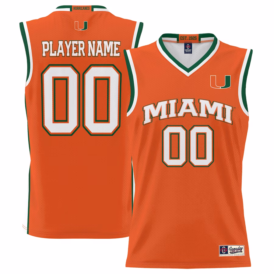 Miami Hurricanes GameDay Greats Unisex NIL Pick-A-Player Lightweight Basketball Jersey - Orange - Jersey