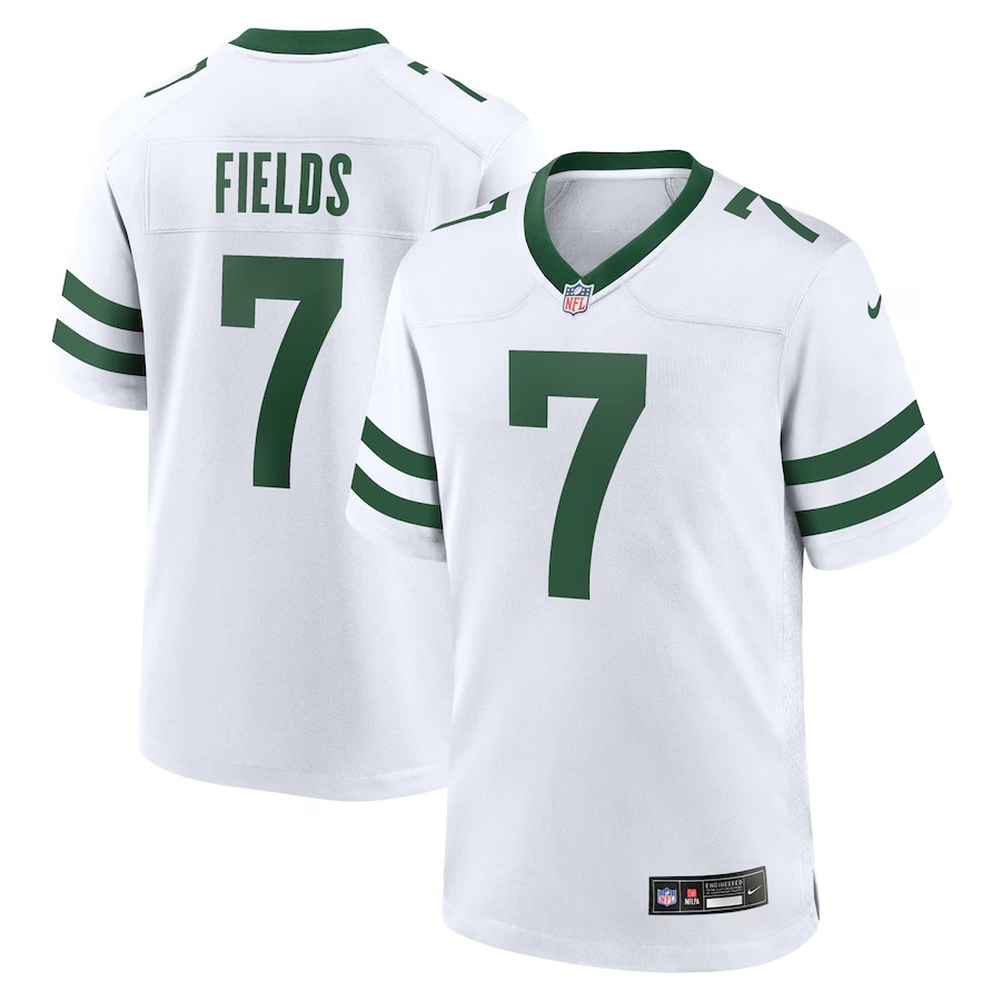 Men's New York Jets Justin Fields Nike Legacy White Game Jersey - Jersey