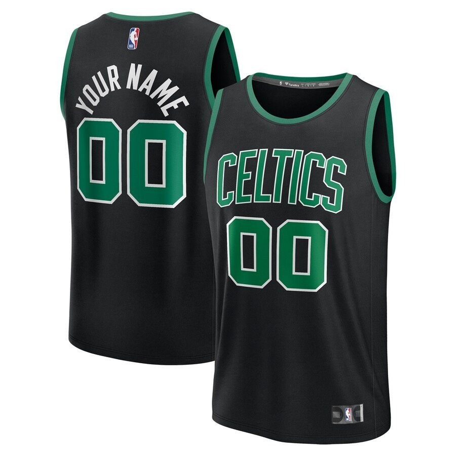 Men's Boston Celtics Fanatics Black Fast Break Custom Jersey - Statement Edition - Jersey