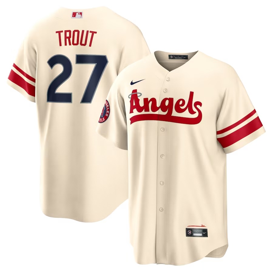 Men's Los Angeles Angels Mike Trout Nike Cream City Connect Replica Player Jersey - Jersey