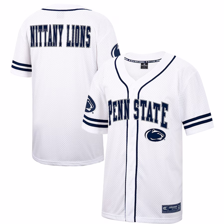 Penn State Nittany Lions Colosseum Free Spirited Mesh Button-Up Baseball Jersey - White - Jersey